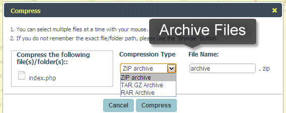 Compress Files with File Manager