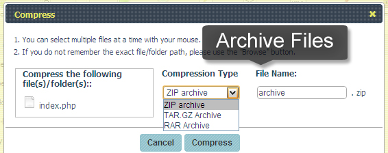 Compress Files with File Manager