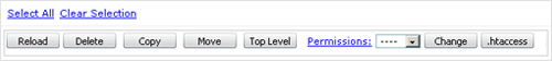 File Manager action toolbars