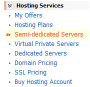 Semi-Dedicated Reseller Menu