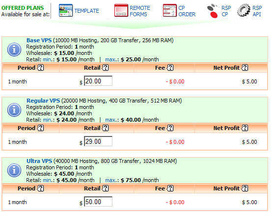 VPS Reseller Hosting Pricing